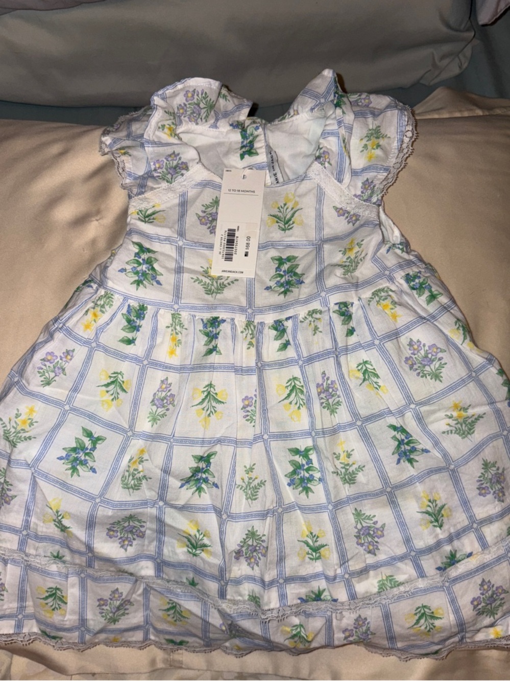 *NWT* Janie & Jack Floral Baby Dress with Yellow & Green Bouquet Print